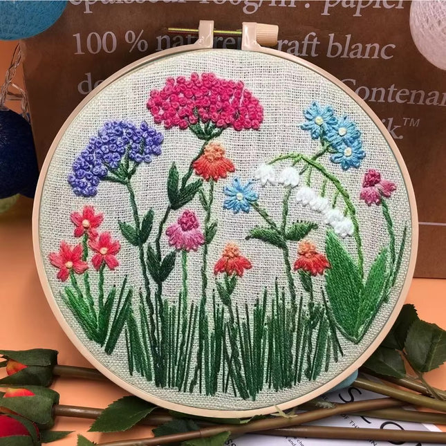 European Style Needle Punch Embroidery Kits Embroidery Hoop Stitch Practice Needle Thread DIY Crafts Ornament Sewing Accessories