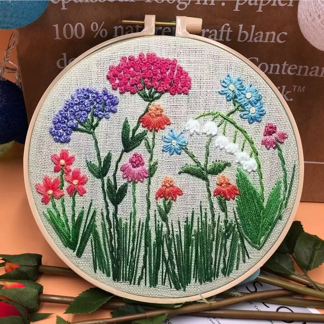 European Style Needle Punch Embroidery Kits Embroidery Hoop Stitch Practice Needle Thread DIY Crafts Ornament Sewing Accessories