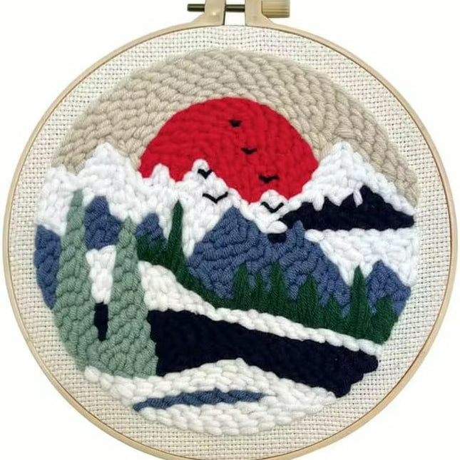 CHENISTORY Diy Punch Needle Embroidery Starter Kits For Beginner Cartoon Cute Animals Poking Embroidery Yarn Painting Arts