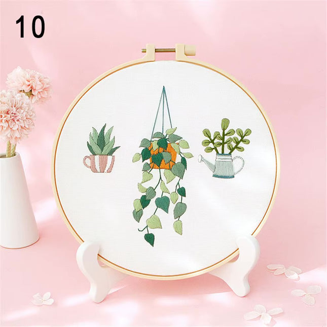 Embroidery Kit for Beginners and Embroidery Enthusiasts - Includes Floral Landscape with Thread Needles Summer Craft DIY Tool