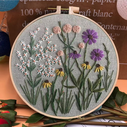European Style Needle Punch Embroidery Kits Embroidery Hoop Stitch Practice Needle Thread DIY Crafts Ornament Sewing Accessories