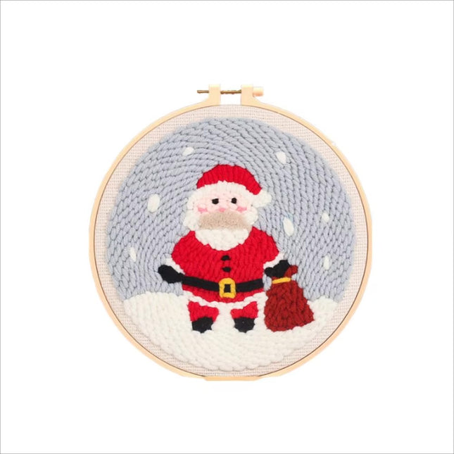 Cotton Embroidered Fabric Punch Needle Embroidery Kit Christmas Collection Easy DIY Play Punch Needle Kits Coarse Wool