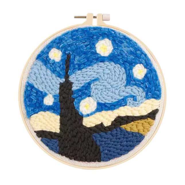 Embroidery Starter Kit Punch Needle Threader Fabric Embroidery Hoop Yarn Rug Punch Needle Pock Pen for Adults Kids Beginner