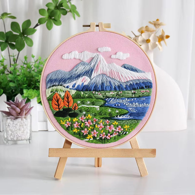 Embroidery Starter Kits for Adults Beginners with Stamped Pattern, Embroidery Floss + Needles + Hoop, Cactus Series