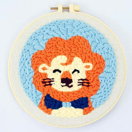 20x20cm DIY Punch Needle Kit for Adults Beginners Set Dog with Daisy Flower Punch Stitch Embroidery Kit Art Craft for Home Decor