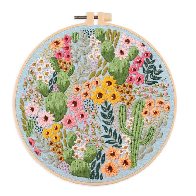Embroidery Kit for Beginners and Embroidery Enthusiasts - Includes Floral Landscape with Thread Needles