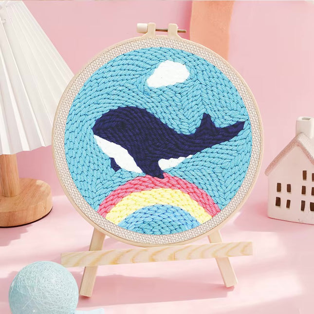 Punch Needle Paintings For Adult Embroidery Kit with Yarn DIY Needlework Animals Pattern Needlecraft For Beginner Funny Gift