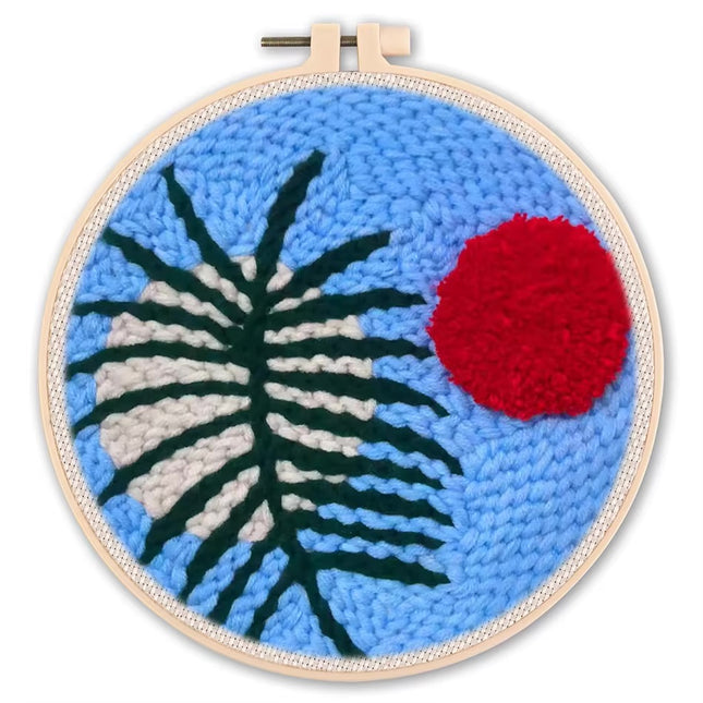 Diy Punch Needle Embroidery Starter Kits For Beginner Leaves Pattern Funny Easy Yarn Painting Arts DIY Needlework Set Sewing Kit