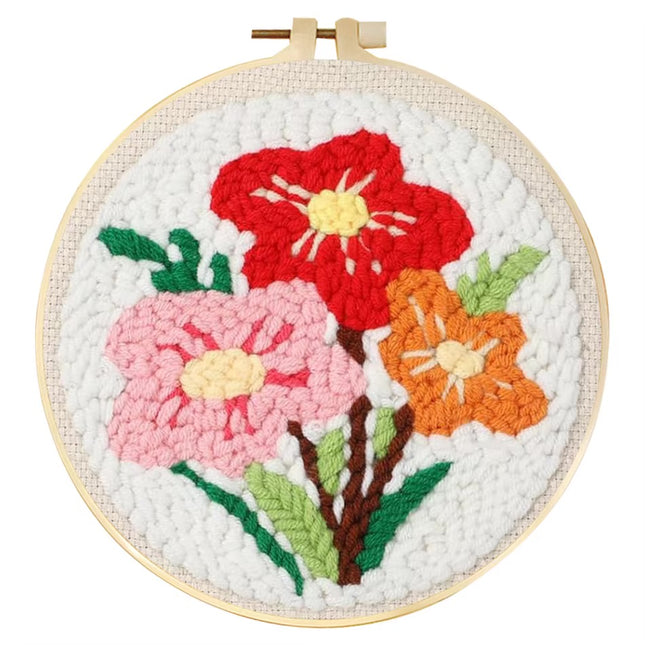SDOYUNO Diy Punch Needle Embroidery Starter Kits For Beginner Flower Handicrafts Arts Poking Embroidery Yarn Painting Crafts