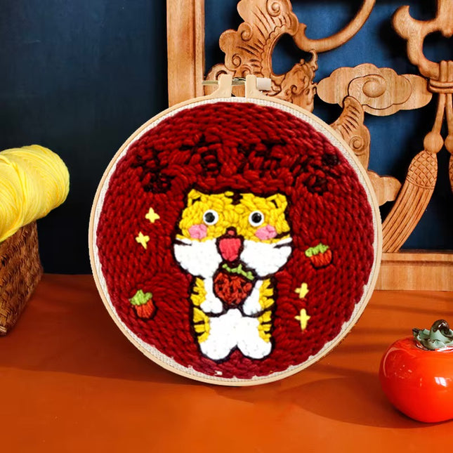 20x20cm Punch Needle Embroidery Starter Kits For Beginners Punch Needle Embroidery Hoops Flowers  Animals Picture Diy Crafts