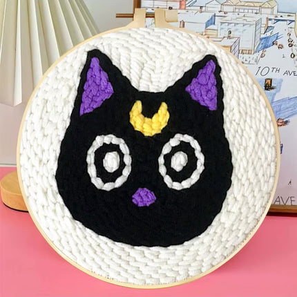 Animal Cat Pattern Punch Needle Embroidery Starter Kit Punch Needle Kits Embroidery Pen For Adults Kids Beginner Gift Home Decor