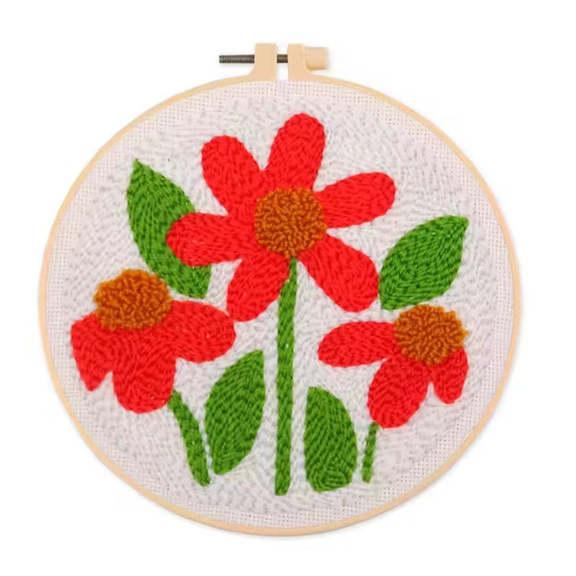 Punch Needle Embroidery Flower Butterfly Bird Punch Needle Kit with Stamped Cloth  Instructions Yarn Needle Kit for DIY Work