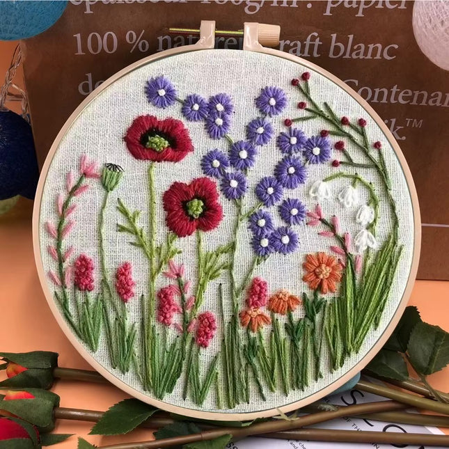 European Style Needle Punch Embroidery Kits Embroidery Hoop Stitch Practice Needle Thread DIY Crafts Ornament Sewing Accessories