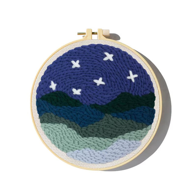 Moon Night Punch Needle Embroidery Kit for Beginners Soft Yarn Van Gogh Starry Sky Needlework Wall Painting Home Decor
