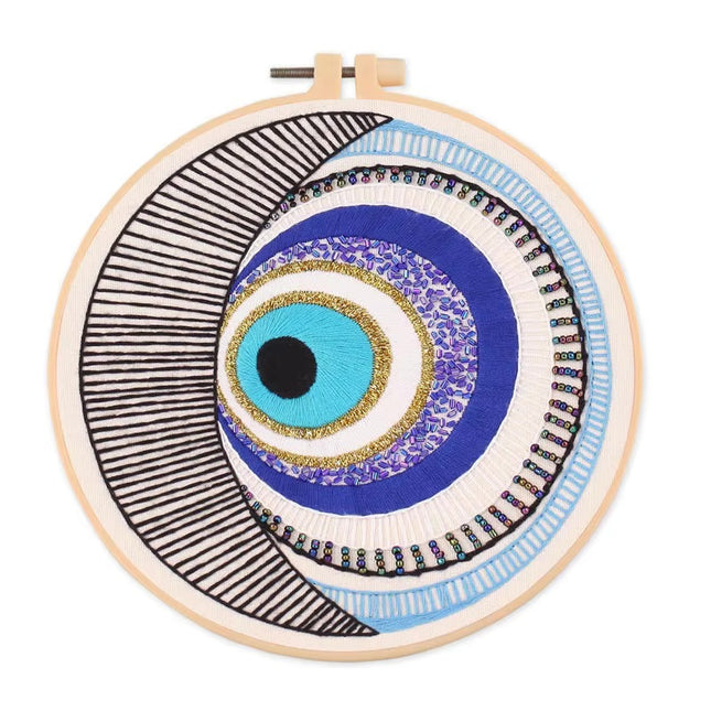 Eye Embroidery Starter kit with Patterns, DIY Adult Beginner Cross Stitch Kits, Including Colored Threads and Needles