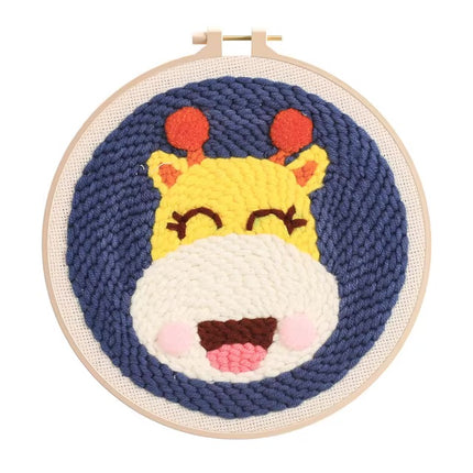 CHENISTORY Punch Needle Embroidery Kit Cartoon Cute Animals Package Diy Crafts Sewing Embroidery Poke Handmade DIY Craft