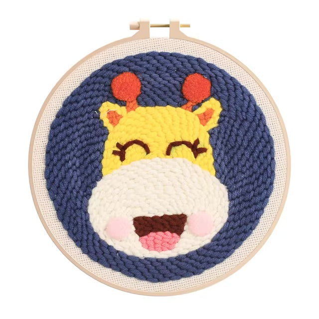 CHENISTORY Punch Needle Embroidery Kit Cartoon Cute Animals Package Diy Crafts Sewing Embroidery Poke Handmade DIY Craft