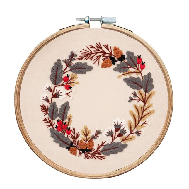 Wreath Embroidery Kit for Adult Cross Stitch Kits for Hand with Flower Patterns and Instructions DIY with Threads and Needles