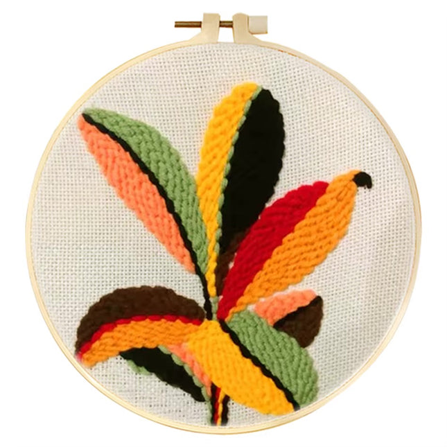 DIY Punch Needle Embroidery Kit with Yarn Floral Pattern Starter Kit Magic Tufting Set Poking Cross Stitch Tools For Knitting