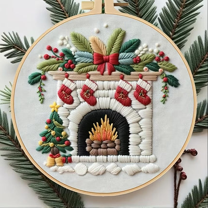 1 high-quality new Christmas series pattern DIY embroidery set material package. The set includes needles, threads, embroidery s