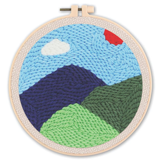 Mountains Scenery Punch Needle Embroidery Kit with Yarn for Beginners DIY Needlework Wool Work Decorative Paintings Home Decor