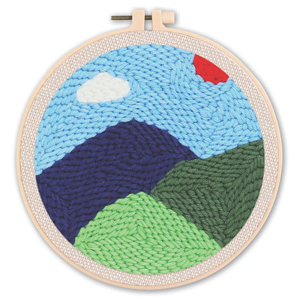 Mountains Scenery Punch Needle Embroidery Kit with Yarn for Beginners DIY Needlework Wool Work Decorative Paintings Home Decor