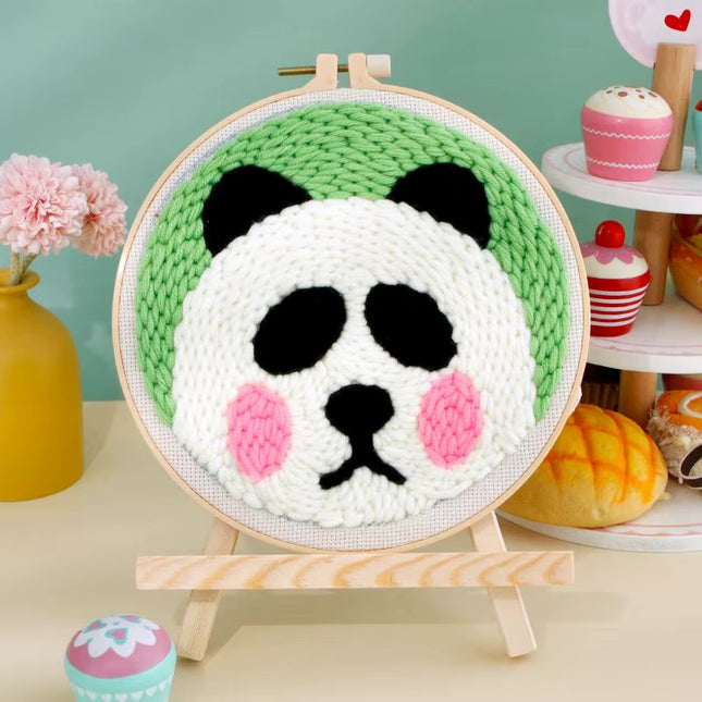 DIY Craft Punch Needle Embroidery Kits Rug for Starter Kits with Stamped Color Pattern Package Yarn and Embroidery Needle Pen