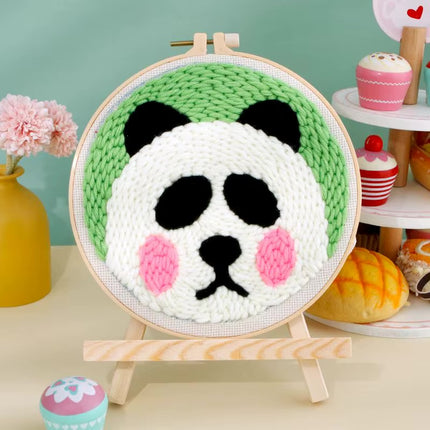 DIY Craft Punch Needle Embroidery Kits Rug for Starter Kits with Stamped Color Pattern Package Yarn and Embroidery Needle Pen