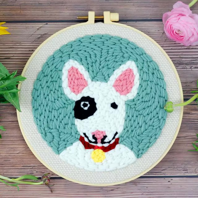 Punch Needle Embroidery Starter Kits Flower Easy Punch Needle Kits Animal Tool with Instruction Threader Fabric Yarns and Hoop