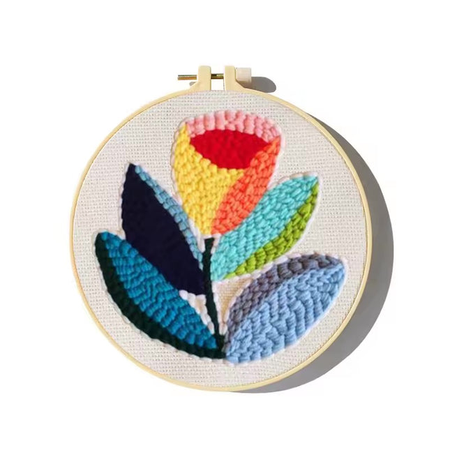 DIY Punch Needle Embroidery Kit with Yarn Floral Pattern Starter Kit Magic Tufting Set Poking Cross Stitch Tools For Knitting