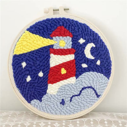 Square Punch Needle Complete Set Adult Rug Wool Poke Embroidery Starter Kit With Threader Fabric Hoop Yarn DIY Needle Arts Craft