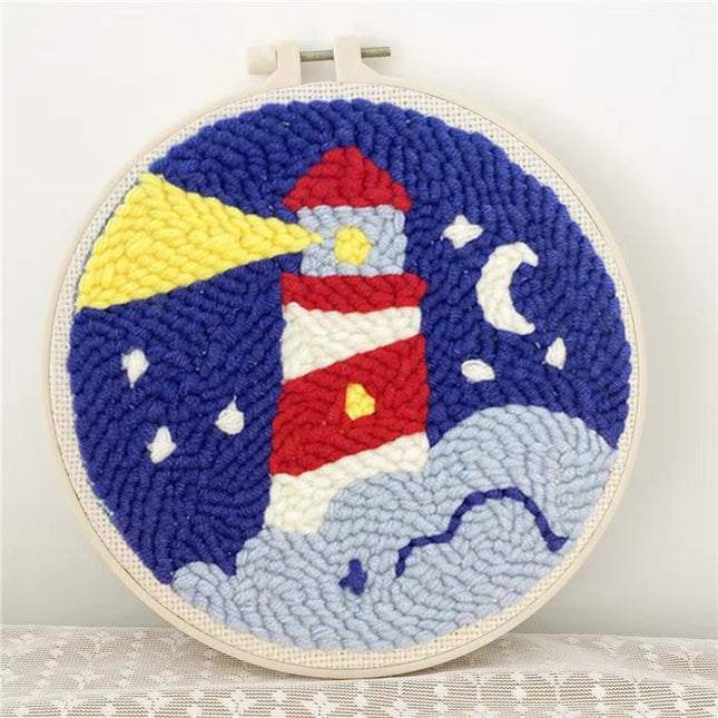 Square Punch Needle Complete Set Adult Rug Wool Poke Embroidery Starter Kit With Threader Fabric Hoop Yarn DIY Needle Arts Craft