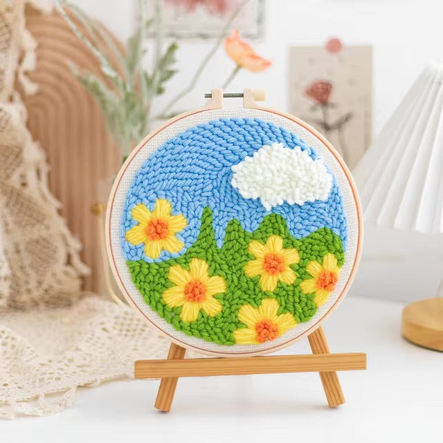 GATYZTORY punch needle embroidery kits Fresh scenery embroidered kit Cross stitch kits Embroidery frame Art and crafts with need