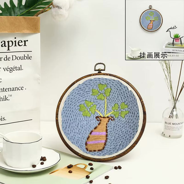 1 Set Multicolor DIY Punch Needle Embroidery Kit Easy-to-Use Floral Pattern Tool Set for Beginners Perfect Gift for Creative