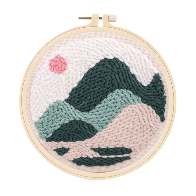 Embroidery Starter Kit Punch Needle Threader Fabric Embroidery Hoop Yarn Rug Punch Needle Pock Pen for Adults Kids Beginner