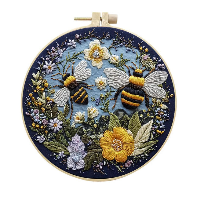 Bee Embroidery Kit for Adult Cross Stitch Kits for Hand with Animal Patterns and Instructions DIY with Threads and Needles