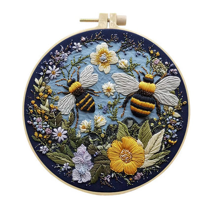 Bee Embroidery Kit for Adult Cross Stitch Kits for Hand with Animal Patterns and Instructions DIY with Threads and Needles