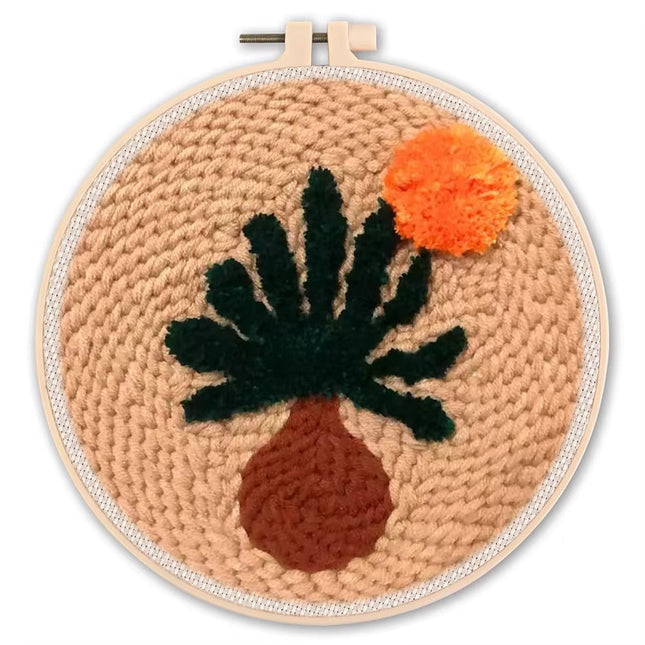 Diy Punch Needle Embroidery Starter Kits For Beginner Leaves Pattern Funny Easy Yarn Painting Arts DIY Needlework Set Sewing Kit