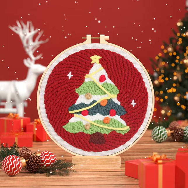 Christmas Tree punch needle embroidery Santa Claus Package Embroidery Punch Needle Kit Handmade Sewing Diy Embroidery Poke