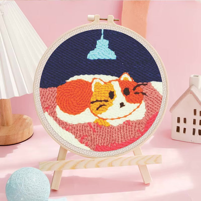 Punch Needle Paintings For Adult Embroidery Kit with Yarn DIY Needlework Animals Pattern Needlecraft For Beginner Funny Gift