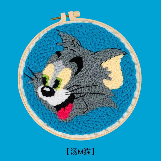 Cartoon Animal Punch Needle Embroidery Kit for Beginners Cute Magic Needle Embroidery Set Soft Yarn Needlework Cross Stitch Set