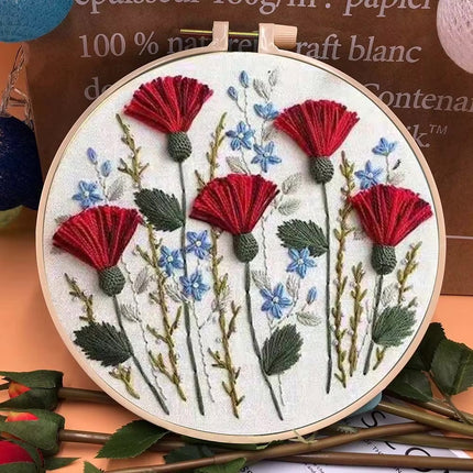 European Style Needle Punch Embroidery Kits Embroidery Hoop Stitch Practice Needle Thread DIY Crafts Ornament Sewing Accessories