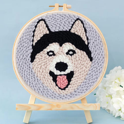 Animal Punch Needle Embroidery Set for Beginners Lovely Dog Punch Needle Poke DIY Needlework Wool Sewing Kit Home Decor