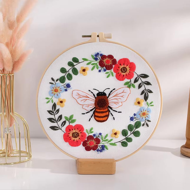 Bee Embroidery Kit for Adult Cross Stitch Kits for Hand with Animal Patterns and Instructions DIY  with Threads and Needles