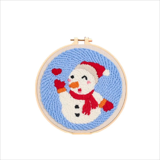 Cotton Embroidered Fabric Punch Needle Embroidery Kit Christmas Collection Easy DIY Play Punch Needle Kits Coarse Wool