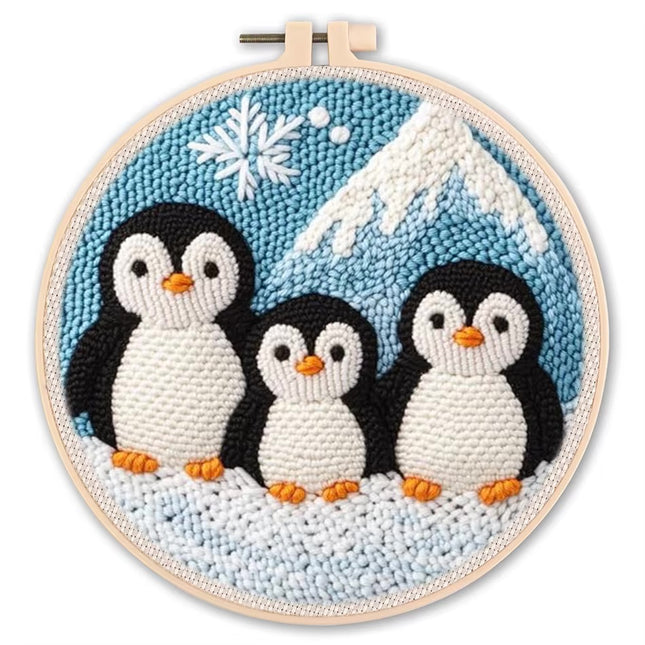 CHENISTORY Diy Punch Needle Embroidery Starter Kits For Beginner Cartoon Cute Animals Poking Embroidery Yarn Painting Arts