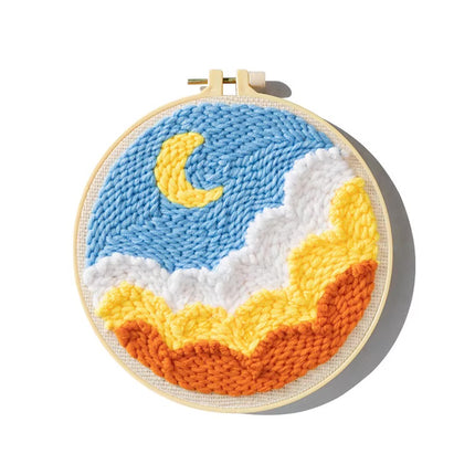 Moon Night Punch Needle Embroidery Kit for Beginners Soft Yarn Van Gogh Starry Sky Needlework Wall Painting Home Decor