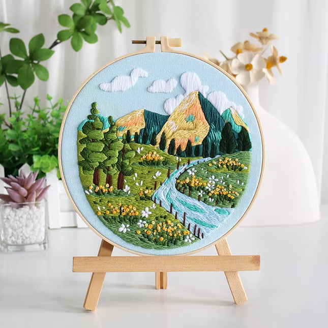 Embroidery Starter Kits for Adults Beginners with Stamped Pattern, Embroidery Floss + Needles + Hoop, Cactus Series