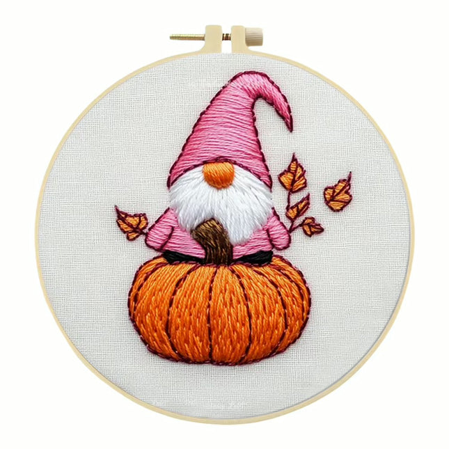 Halloween Stamped Cross Stitch Embroidery Kits with Hoop Cloth Color Thread