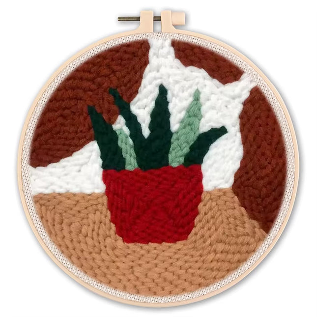 Diy Punch Needle Embroidery Starter Kits For Beginner Leaves Pattern Funny Easy Yarn Painting Arts DIY Needlework Set Sewing Kit